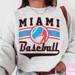 Miami Marlin Crewneck Sweatshirt Miami, Marlins Est 1991 Sweatshirt